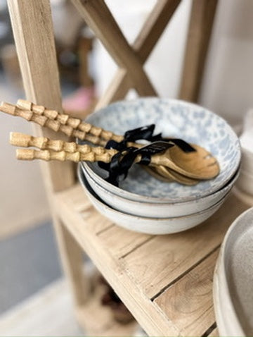Mango Wood Salad Servers with Carved Handles