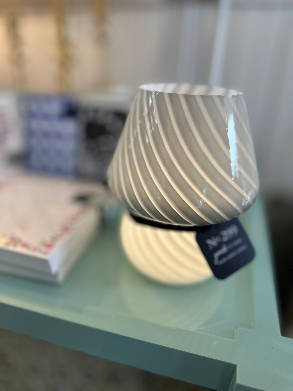 Hand-Blown Art Glass LED Table Lamp with Touch Sensor