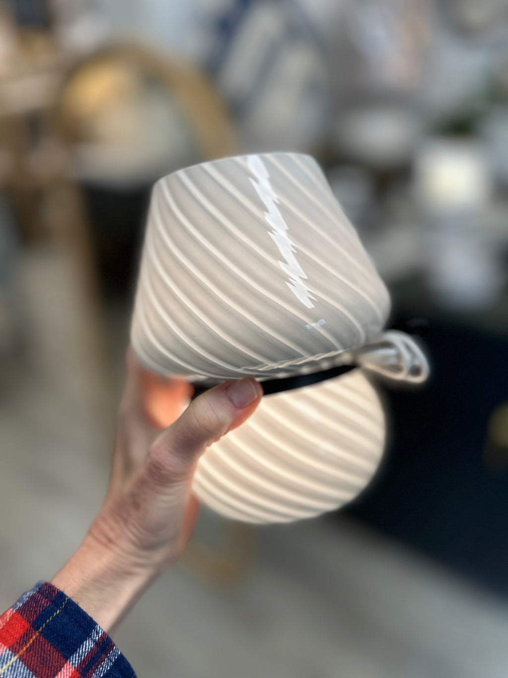 Hand-Blown Art Glass LED Table Lamp with Touch Sensor
