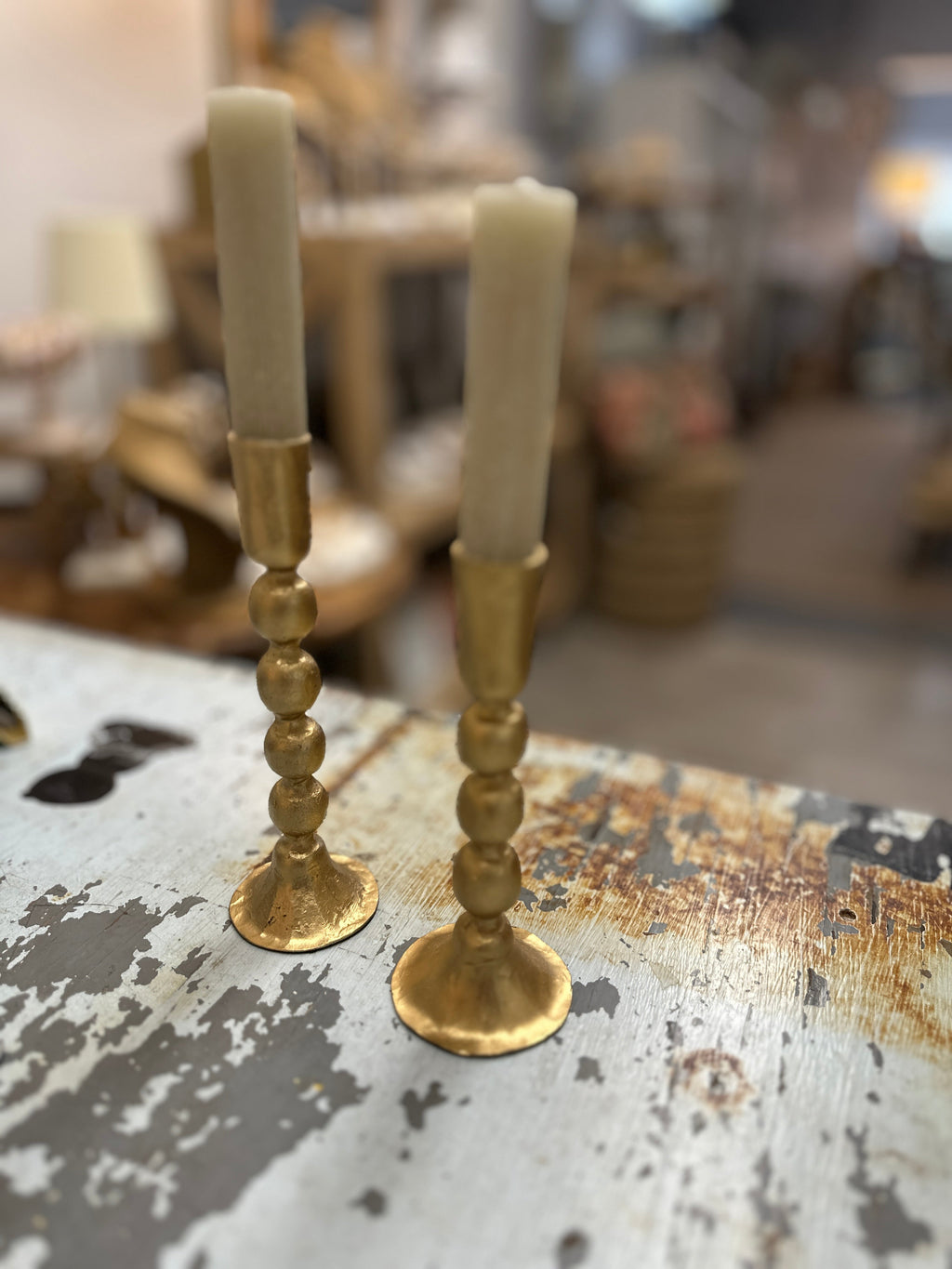 Gold ball candle stick -Tall