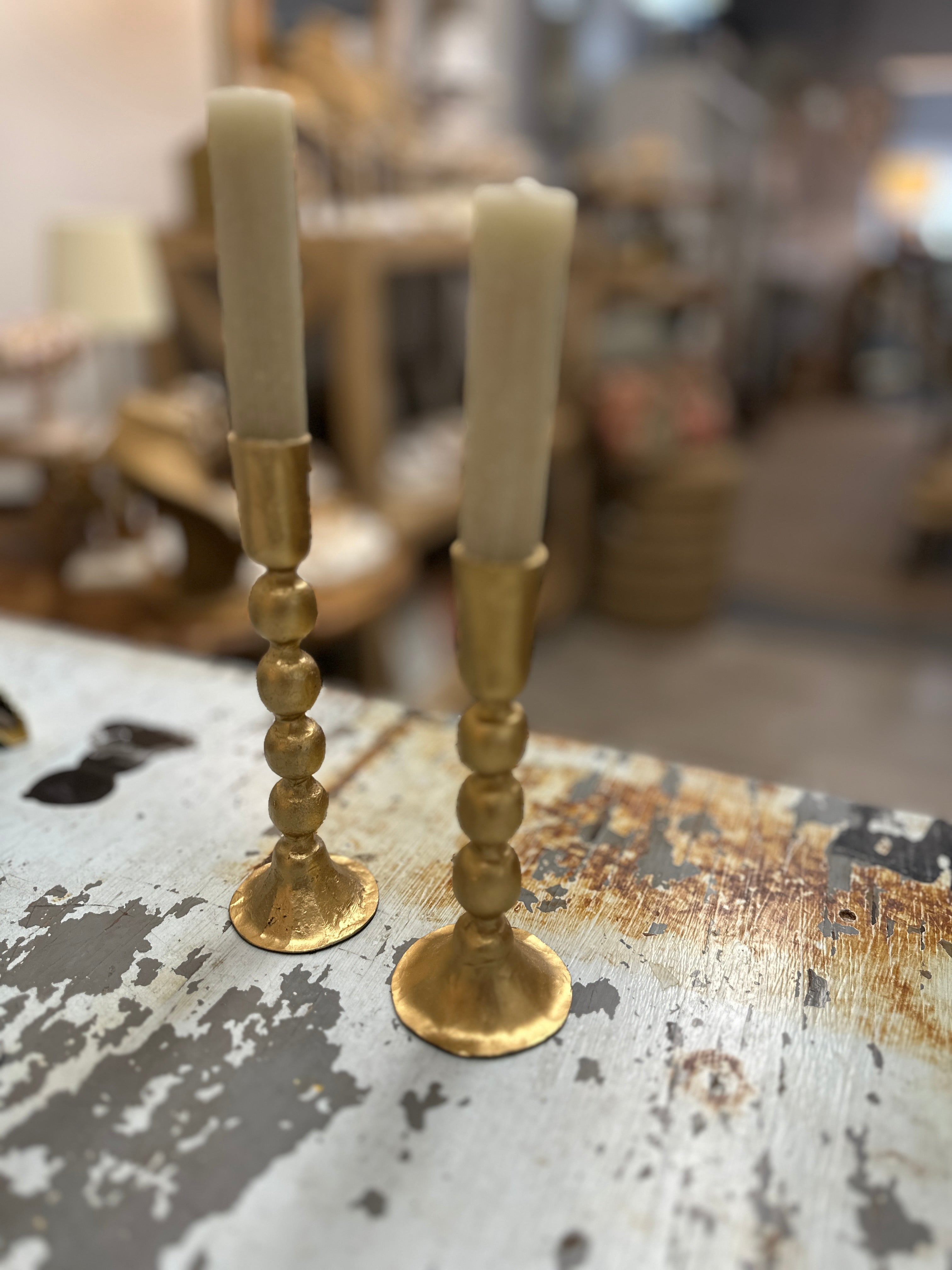 Gold ball candle stick -Tall
