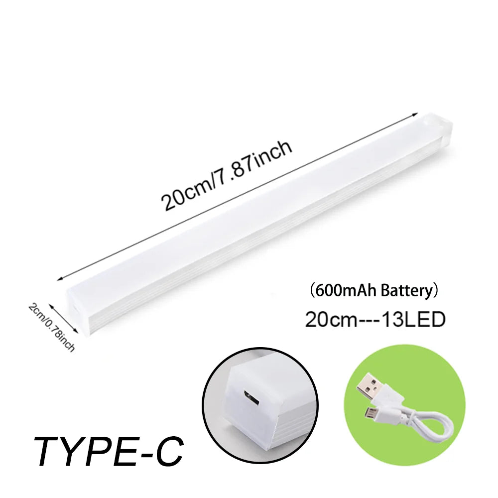 Motion Sensor LED Night Light - Wireless Rechargeable Type C Cabinet and Wardrobe Lamp for Kitchen Staircase Backlight
