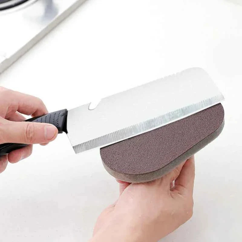 Magic Emery Sponge Brush Cleaner for Kitchen and Bath - Strong Rust Removal Tool with Handle