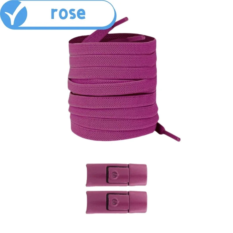 New Without Ties No Tie Elastic Shoelaces Press Lock Flat Widened 8MM Shoelaces for Kids and Adults