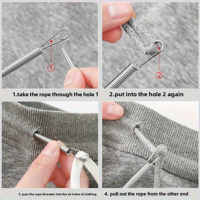 Bendable Drawstring Threader Clip for Pants and Hoodies - Flexible Elastic Band Lace Cord DIY Sewing Accessory
