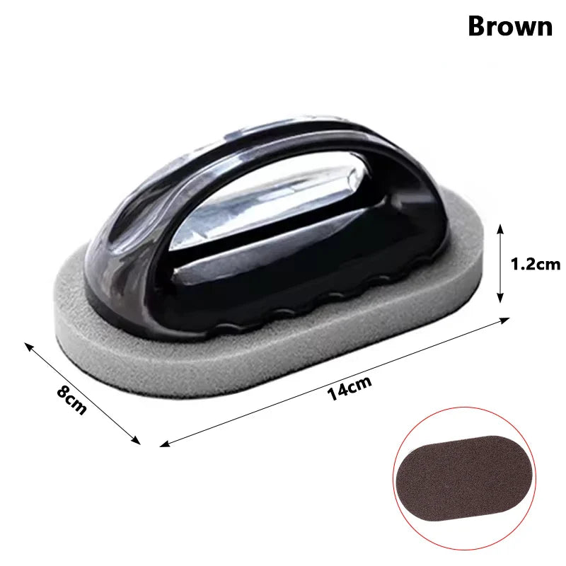 Magic Emery Sponge Brush Cleaner for Kitchen and Bath - Strong Rust Removal Tool with Handle