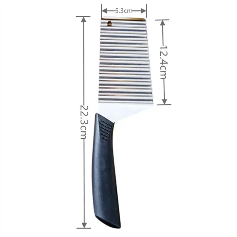 Stainless Steel Potato Chip Slicer - Crinkle Wavy Slicer Knife for Dough, Vegetables, Fruits, and French Fries