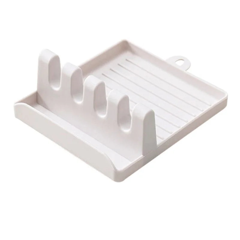 Kitchen Utensil Holder - Plastic Spoon Holder Rack Shelf Organizer for Forks, Spatulas, and Chopsticks