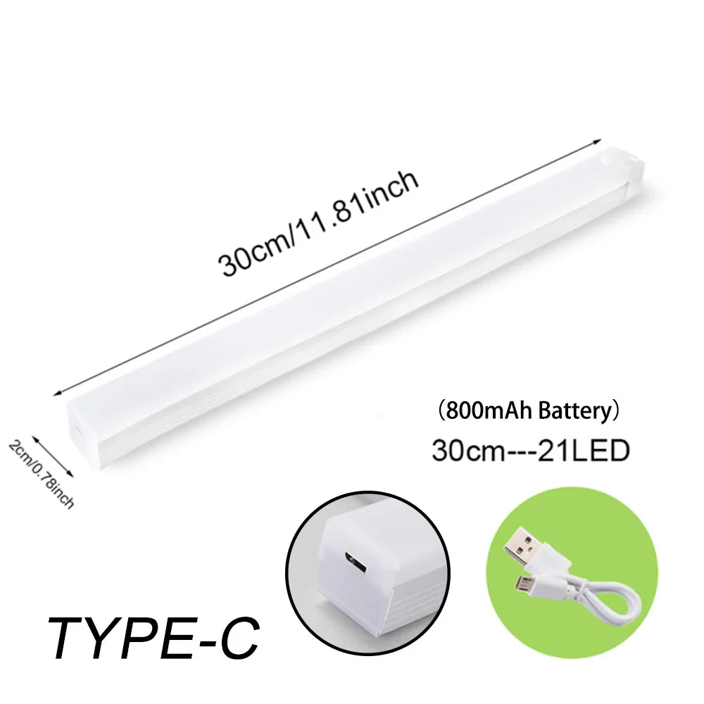 Motion Sensor LED Night Light - Wireless Rechargeable Type C Cabinet and Wardrobe Lamp for Kitchen Staircase Backlight