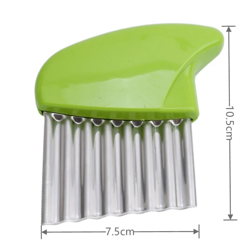Stainless Steel Potato Chip Slicer - Crinkle Wavy Slicer Knife for Dough, Vegetables, Fruits, and French Fries