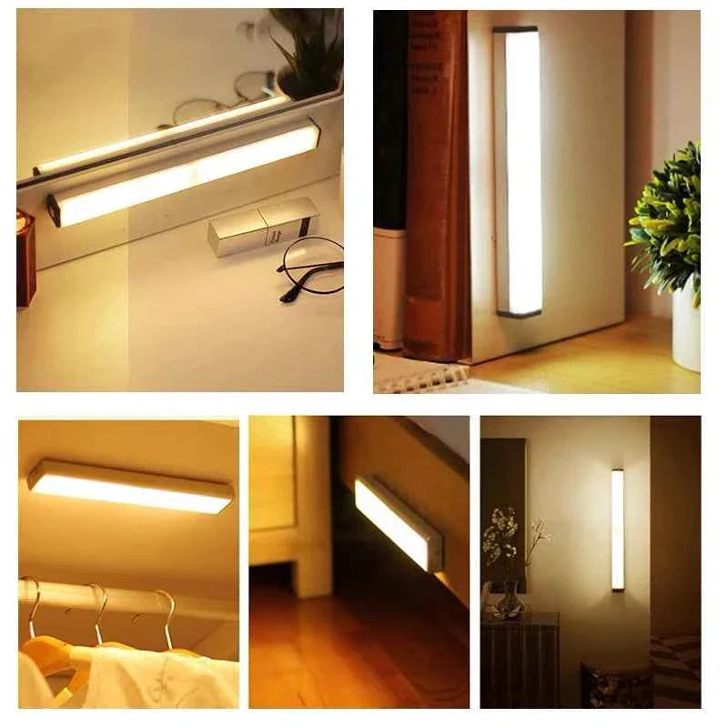 Motion Sensor LED Night Light - Wireless Rechargeable Type C Cabinet and Wardrobe Lamp for Kitchen Staircase Backlight