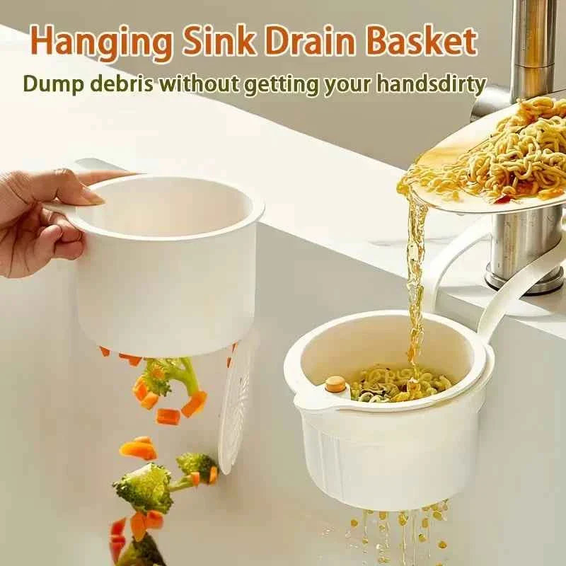 Press-Type Drain Basket for Kitchen & Bathroom | Multi-Functional Food Strainer & Sink Organizer