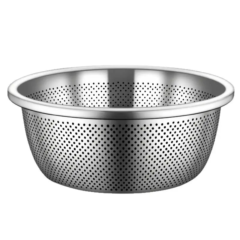 Stainless Steel Colander - Durable Food-Grade Perforated Strainer for Washing Rice, Vegetables, and Fruits
