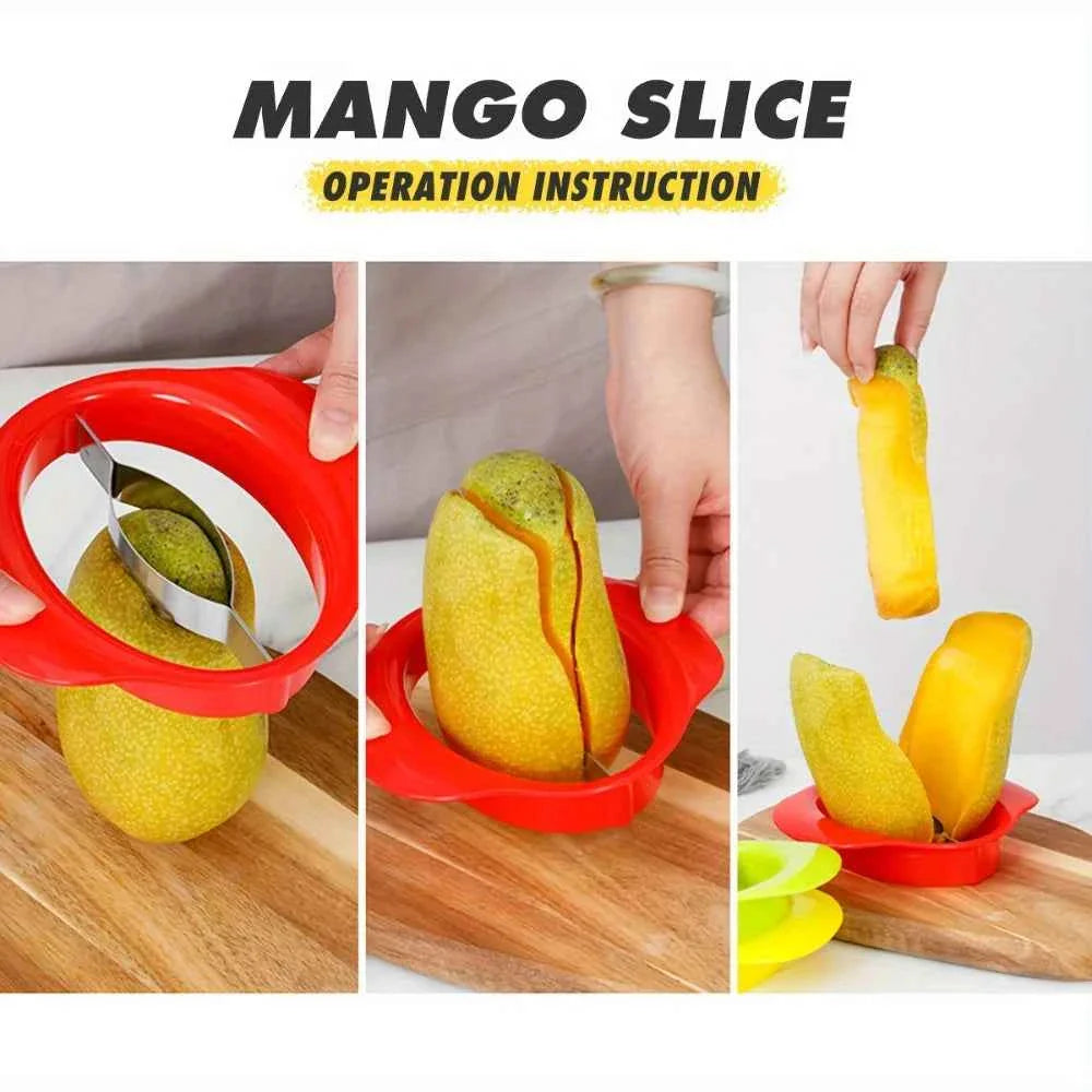 Mango Slicer Tool - Easy Peel & Core Remover, Durable Plastic Fruit Cutter with Non-Slip Grip, Color Options