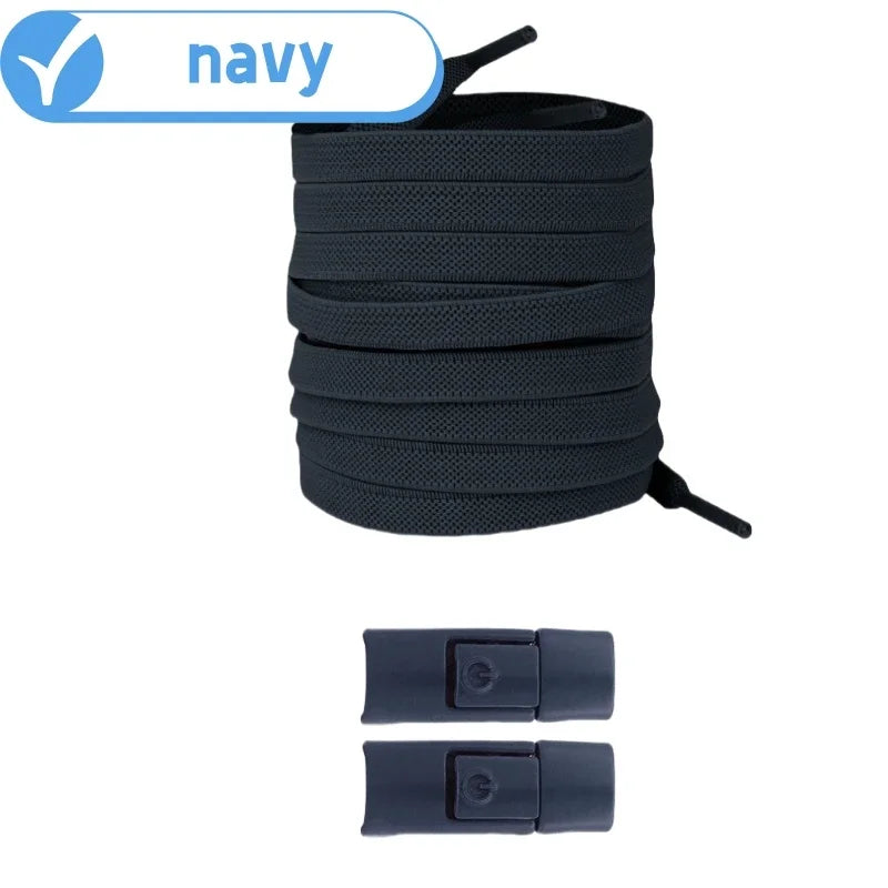New Without Ties No Tie Elastic Shoelaces Press Lock Flat Widened 8MM Shoelaces for Kids and Adults