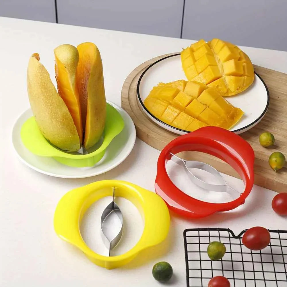 Mango Slicer Tool - Easy Peel & Core Remover, Durable Plastic Fruit Cutter with Non-Slip Grip, Color Options