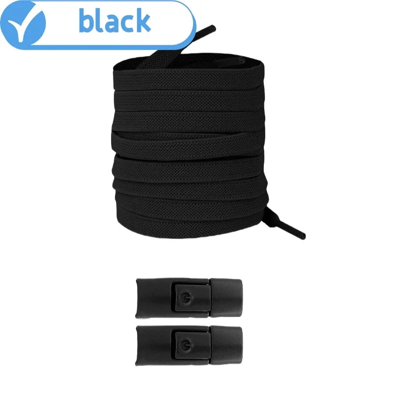 New Without Ties No Tie Elastic Shoelaces Press Lock Flat Widened 8MM Shoelaces for Kids and Adults