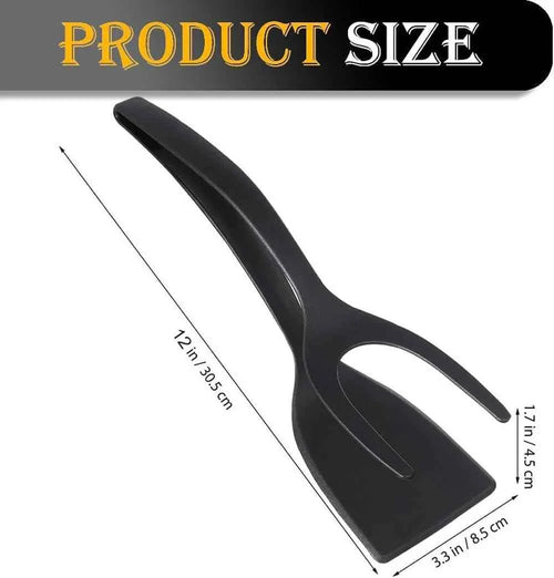 2 in 1 Spatula Tongs for Easy Cooking - Non-Stick Nylon Egg Flipper, Pancake, Fish, French Toast, and Omelet Tool