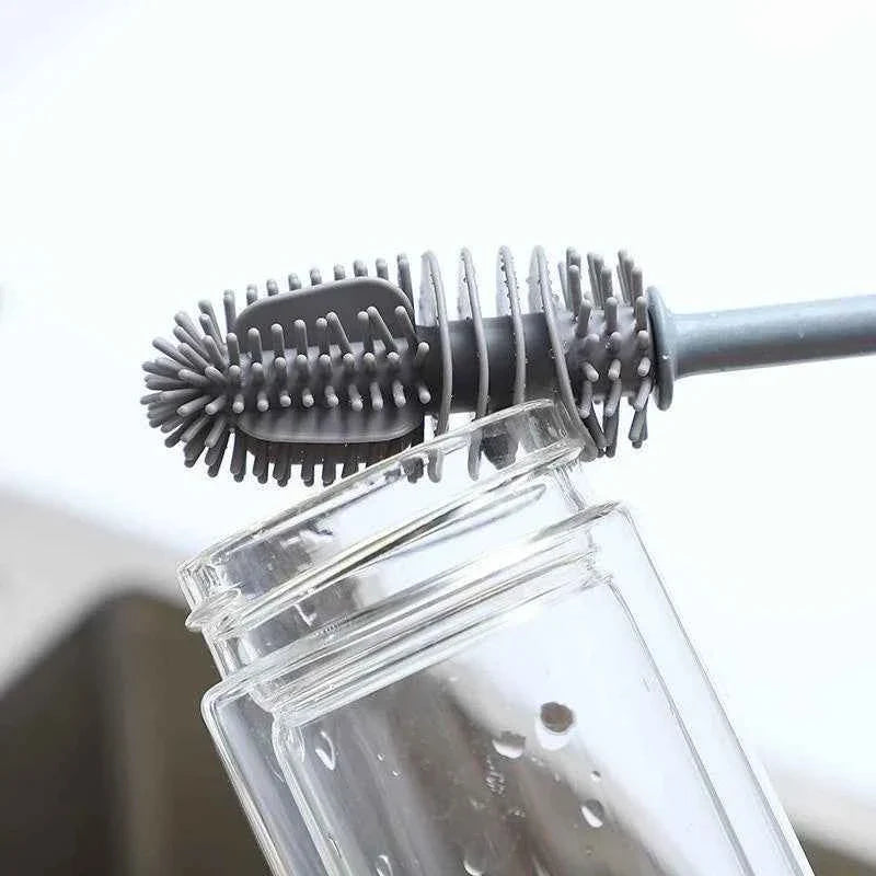 Silicone Bottle Brush for Cleaning Milk Bottles, Glass Cups, and Drink Bottles - Long Handle Scrubber Tool