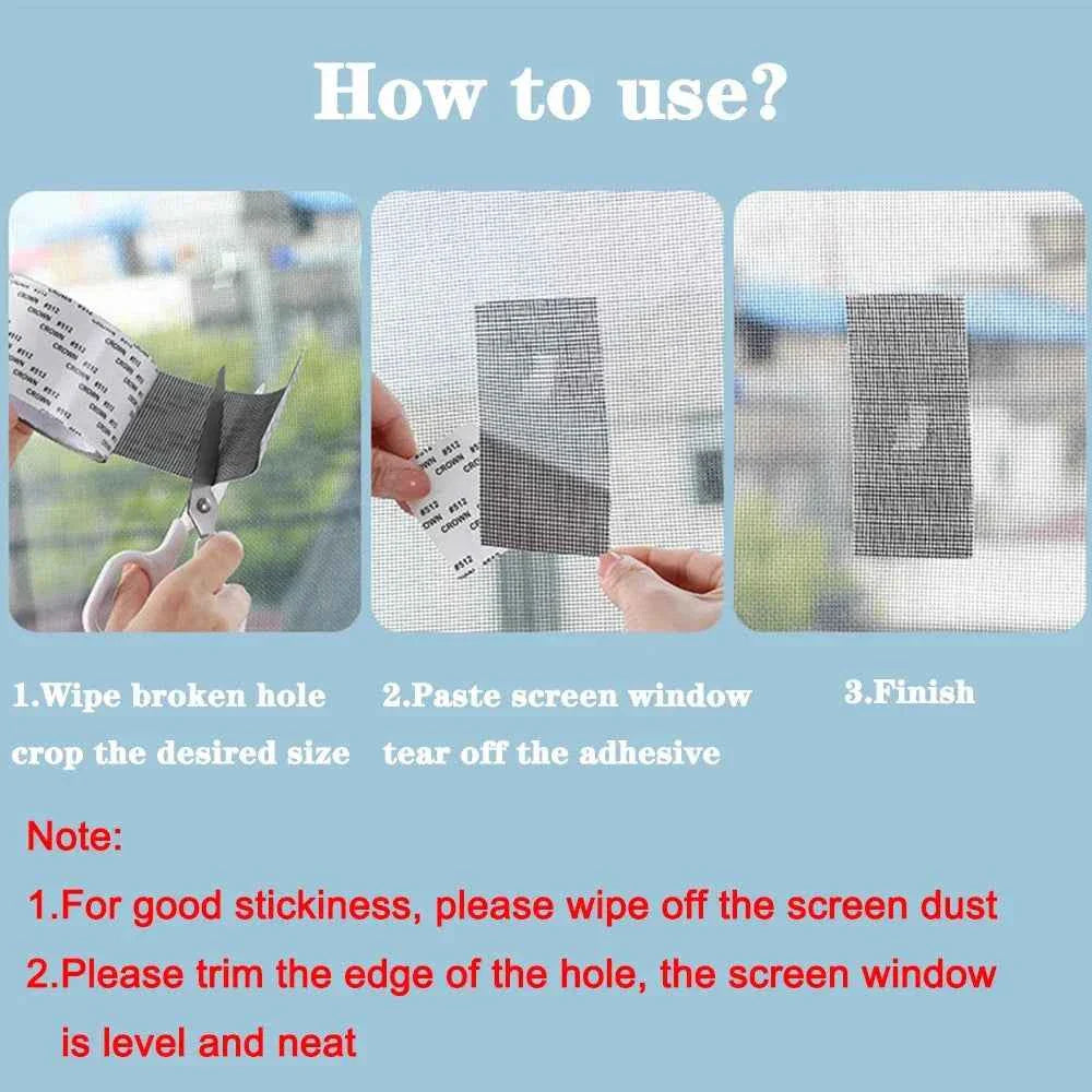 Mosquito Net Window Screen Repair - Easy-to-Apply Waterproof Self-Adhesive Mesh Patch