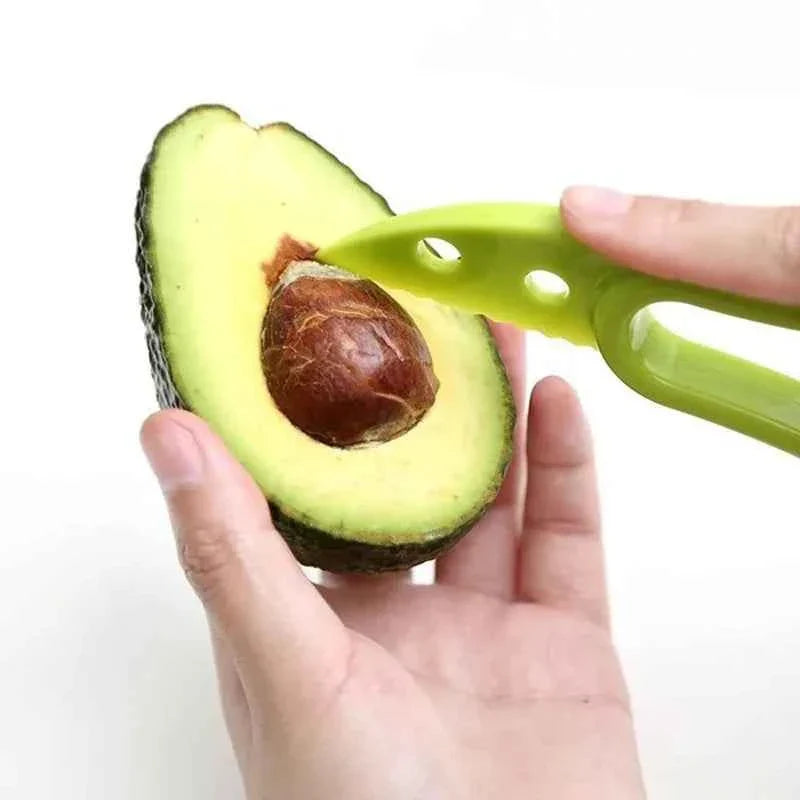 3 in 1 Avocado Slicer Tool, Corer, and Peeler - Plastic Kitchen Fruit Cutter and Pulp Separator