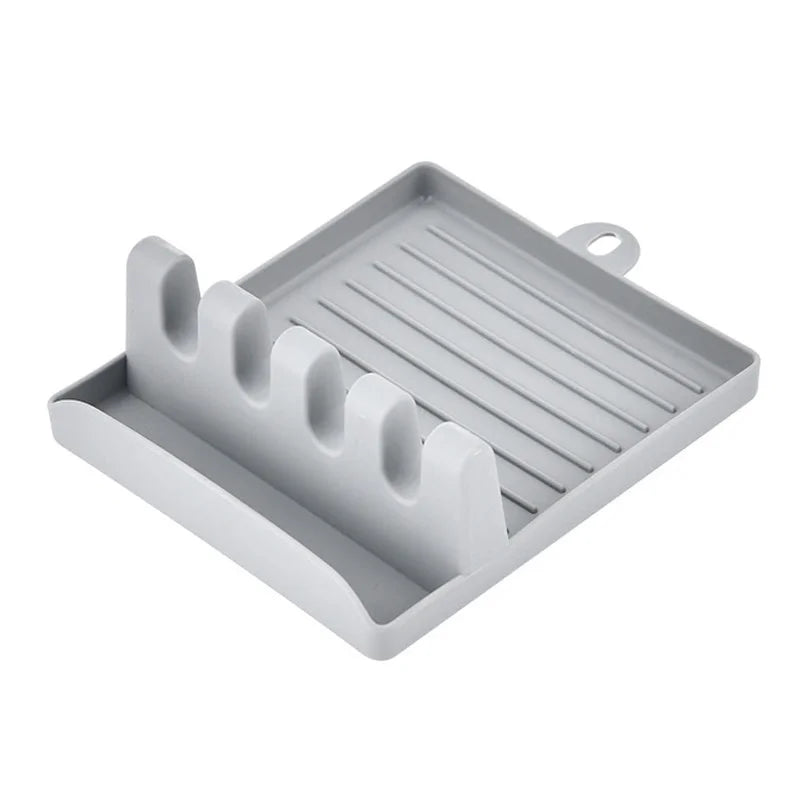 Kitchen Utensil Holder - Plastic Spoon Holder Rack Shelf Organizer for Forks, Spatulas, and Chopsticks