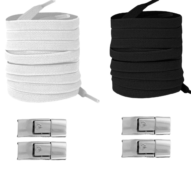 New Without Ties No Tie Elastic Shoelaces Press Lock Flat Widened 8MM Shoelaces for Kids and Adults
