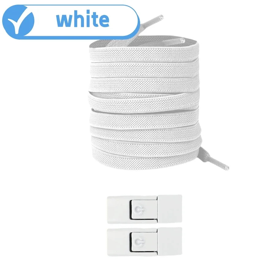 New Without Ties No Tie Elastic Shoelaces Press Lock Flat Widened 8MM Shoelaces for Kids and Adults