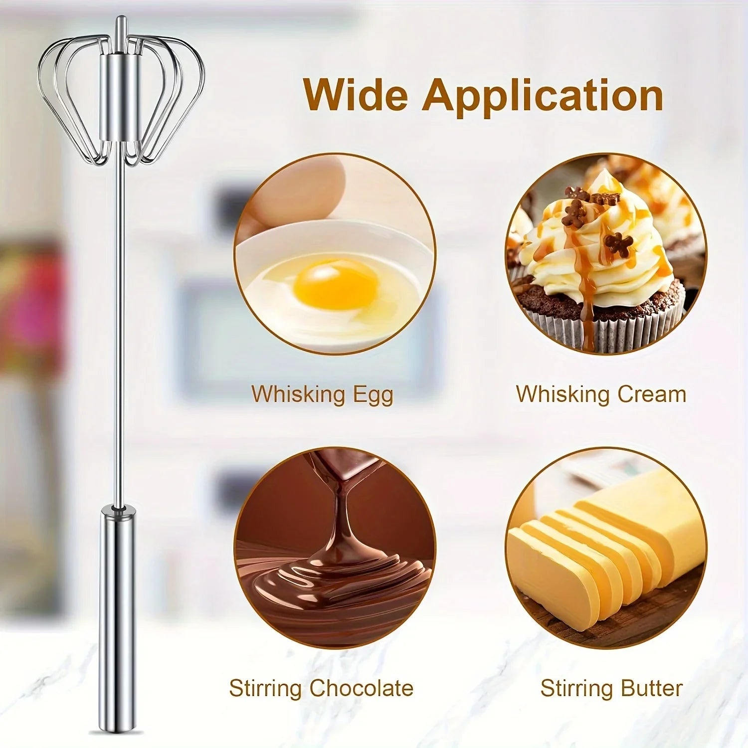 Stainless Steel Egg Beater for Effortless Mixing, Stirring, and Beating in Kitchen Baking