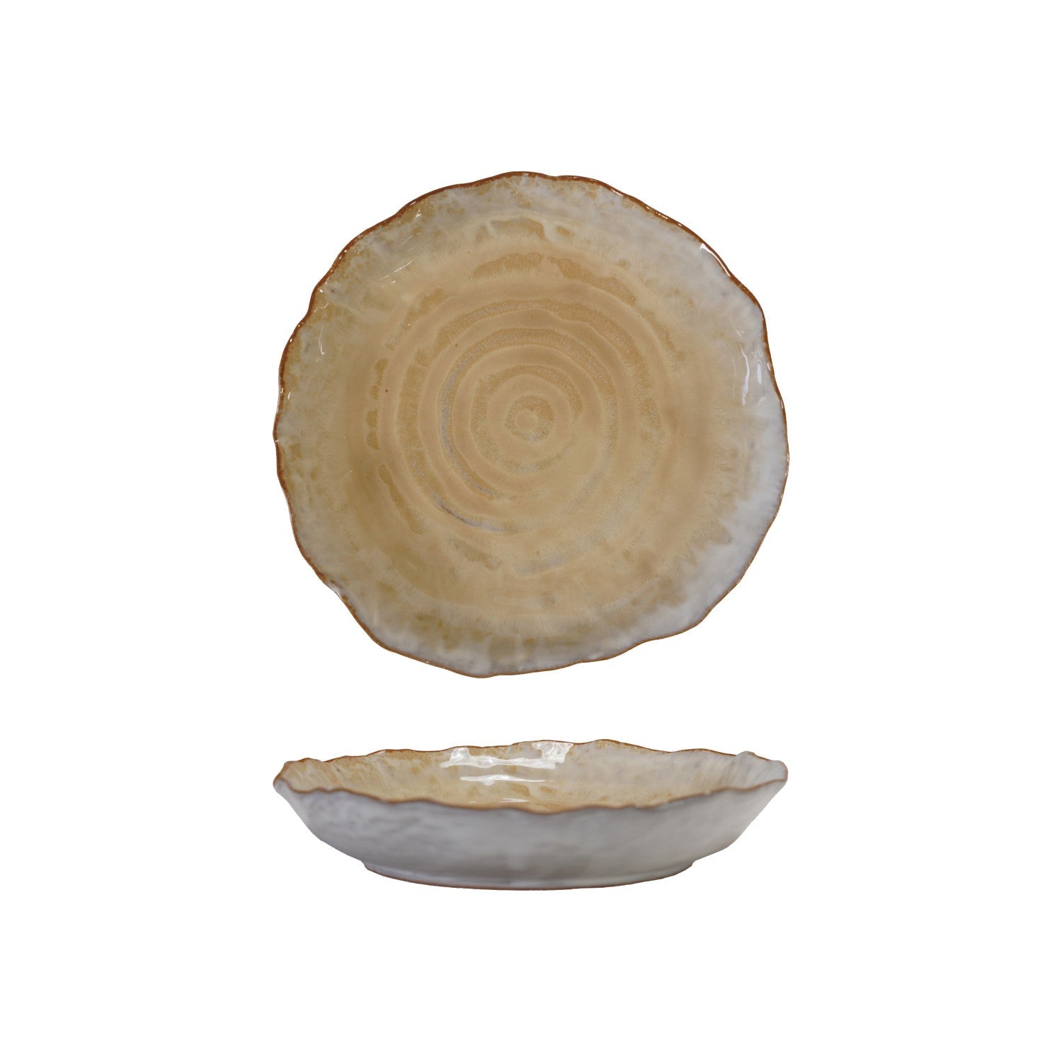 Stoneware Organic Shaped Plate. Reactive Glaze